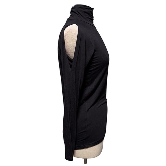 Athleta Black Soft Shell Cold Shoulder Long Sleeve Top Size XS NWOT - Picture 5 of 12